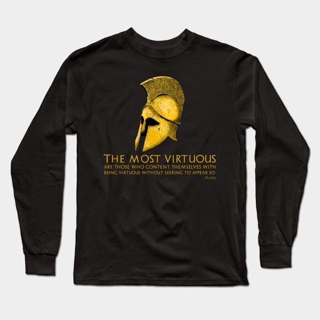 Ancient Greek Philosophy Quote - Plato On Virtue - Anti SJW Long Sleeve T-Shirt by Styr Designs